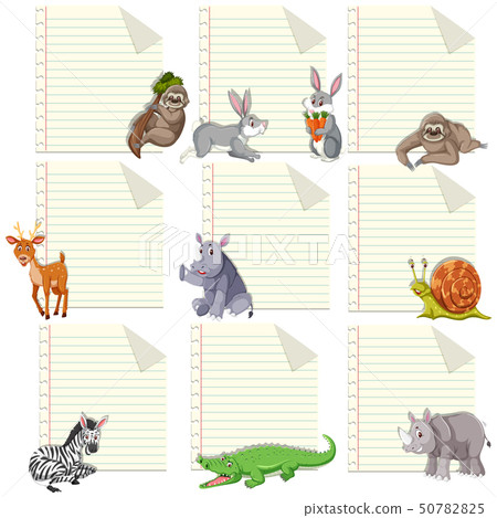 Set of animal on note template 50782825