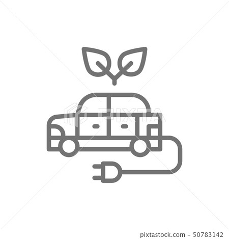 Electric car, ecological automobile, wasteless line icon. 50783142