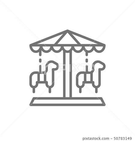 Traditional merry-go-round, roundabout carousel, amusement park line icon. Traditional merry-go-round, roundabout carousel, amusement park line icon. 50783149