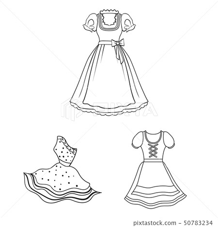 Vector illustration of dress and clothes icon. Set of dress and evening stock symbol for web. 50783234
