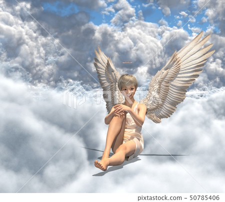 在雲彩例證材料的逗人喜愛的天使perming3DCG 在雲彩例證材料的逗人喜愛的天使perming3DCG 50785406