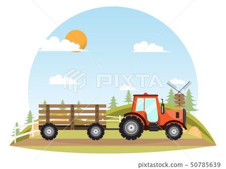 Tractor. Farmer machine delivery inside farm Tractor. Farmer machine delivery inside farm 50785639