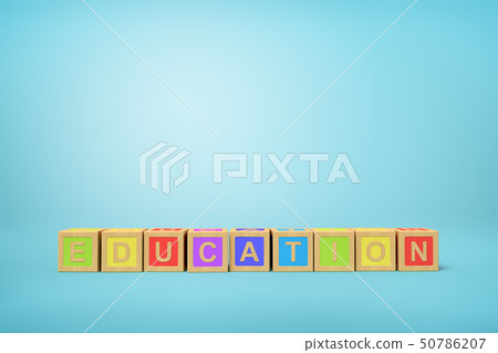 3d rendering of alphabet toy blocks on blue background. 3d rendering of alphabet toy blocks on blue background. 50786207