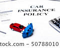 Car Insurance Policy. Car and Calculator on Table 50788010