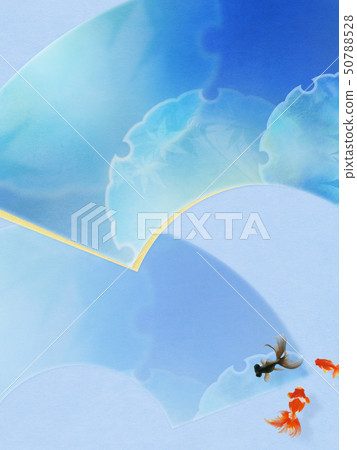 Background-Japanese-Japanese style-Japanese pattern-Japanese paper-goldfish-summer-festival-fan-light blue-summer vacation 50788528