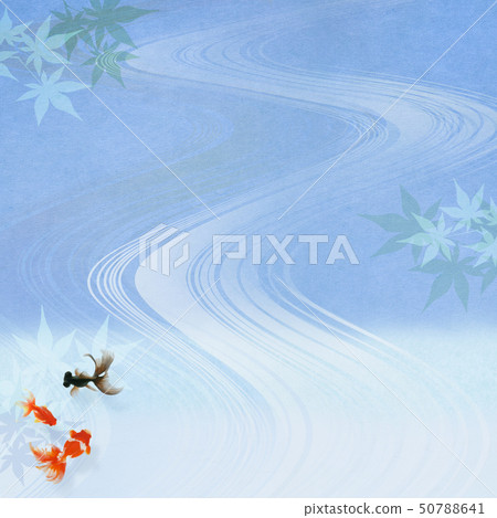Background-Japanese-Japanese style-Japanese pattern-Japanese paper-goldfish-colored leaves-summer-festival-light blue-summer vacation Background-Japanese-Japanese style-Japanese pattern-Japanese paper-goldfish-colored leaves-summer-festival-light blue-summer vacation 50788641