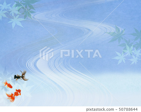 Background-Japanese-Japanese style-Japanese pattern-Japanese paper-goldfish-colored leaves-summer-festival-light blue-summer vacation 50788644