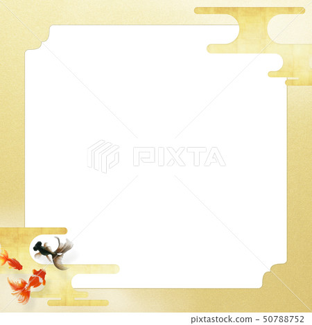 Background-Japanese-Japanese style-Japanese pattern-Japanese paper-Goldfish-Summer-Festival-Summer vacation-Gold foil-Frame 50788752