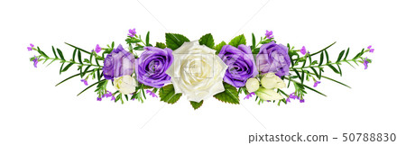 Line arrangement with rose flowers and eustoma Line arrangement with rose flowers and eustoma 50788830
