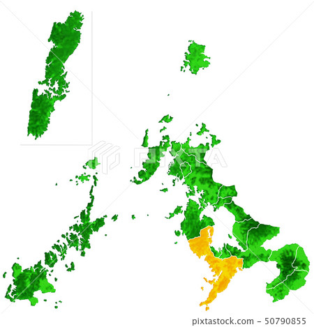 Nagasaki Prefecture and Nagasaki City Map - Stock Illustration ...