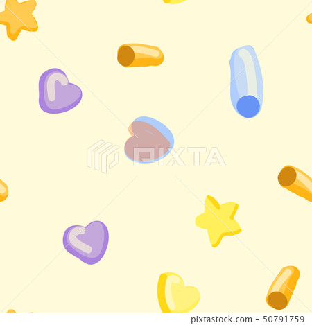 Pattern with hearts, stars and circles. Seamless vector background. 50791759