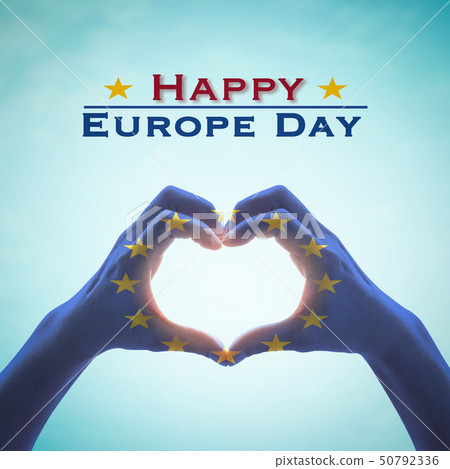 Happy Europe day with European Union EU flag Happy Europe day with European Union EU flag 50792336