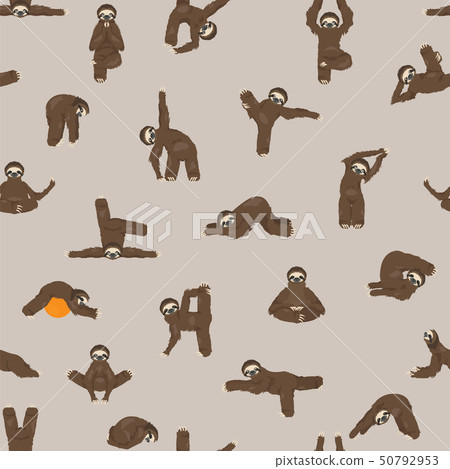 Sloth yoga seamless pattern. Funny cartoon animals 50792953