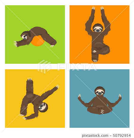 Sloth yoga collection. Funny cartoon animals in 50792954