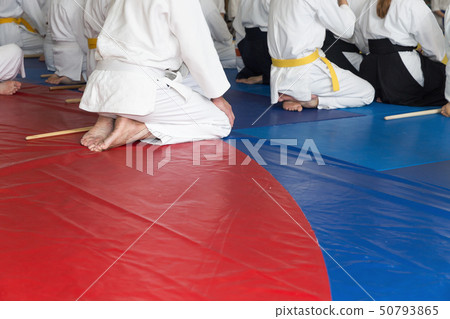 People in kimono on martial arts weapon training seminar People in kimono on martial arts weapon training seminar 50793865