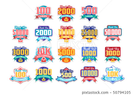 Thank you all for likes, celebration for social media friends, fans or subscribers, design element 50794105