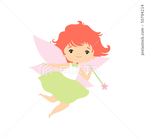 Little Forest Fairy Flying With Magic Wand Stock Illustration 50794214 Pixta