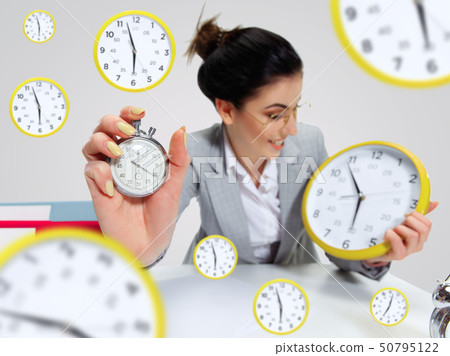Young woman can't wait to go home from the nasty office Young woman can't wait to go home from the nasty office 50795122