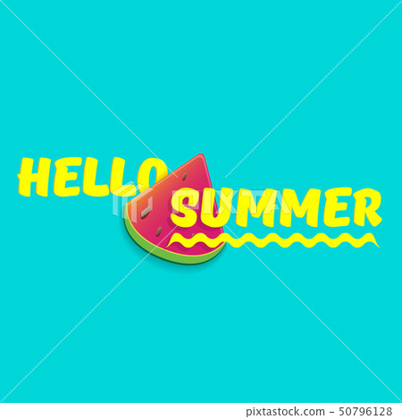Vector Hello Summer Beach Party Flyer Design template with fresh watermelon slice isolated on azure Vector Hello Summer Beach Party Flyer Design template with fresh watermelon slice isolated on azure 50796128