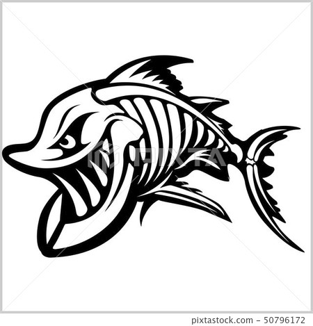 Fish Skeleton on White, Vectors