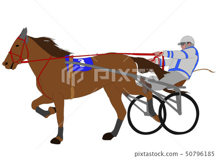 horse and jockey harness racing color illustration 50796185