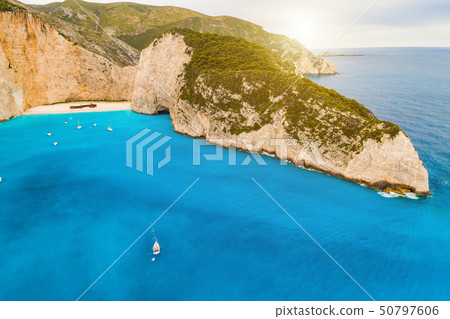 Navagio bay and Ship Wreck beach in summer. Zakynthos,Greece n the Ionian Sea 50797606