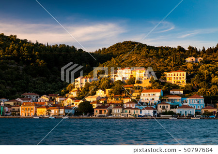 Vathy in Ithaca island, Greece, at sunset. 50797684