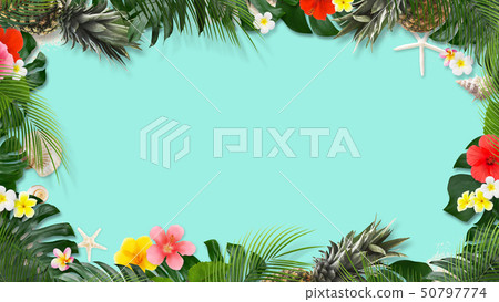 背景 - 海 - 夏 - 龜背竹 - 雞蛋花 - 芙蓉 - 菠蘿 - 熱帶 - 框架 背景 - 海 - 夏 - 龜背竹 - 雞蛋花 - 芙蓉 - 菠蘿 - 熱帶 - 框架 50797774