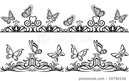 Seamless Patterns with Black Butterflies 50798148