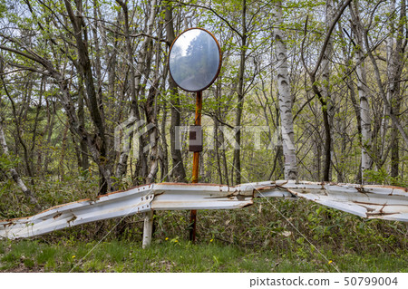  Curved mirror and guardrail in an untouched condition 50799004