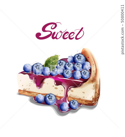 Sweet berry cheesecake Vector watercolor. Sweet berry cheesecake Vector watercolor. 50800411