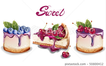 Sweet cakes set Vector watercolor. delicious Sweet cakes set Vector watercolor. delicious 50800412