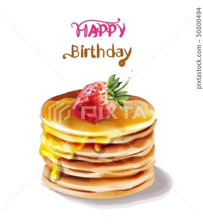 Happy birthday cake Vector watercolor. Juicy Happy birthday cake Vector watercolor. Juicy 50800494