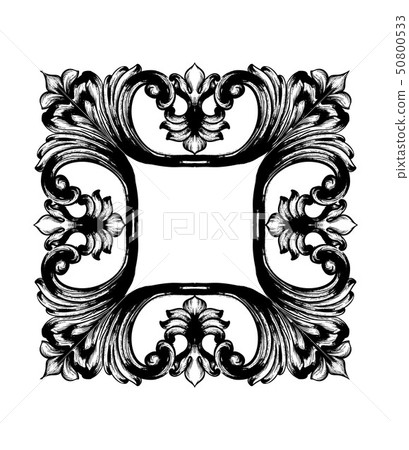 Vintage frame Vector line art. Classic engraved 50800533