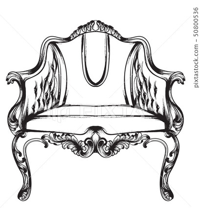 Rich baroque armchair Vector. Retro style 50800536