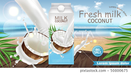 Download Coconut Milk Vector Realistic Mock Up Milk Splash Stock Illustration 50800675 Pixta