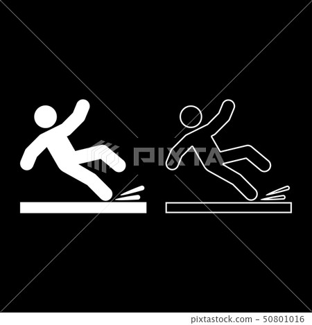 Falling man icon set white color illustration flat 50801016