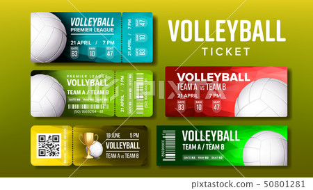 Stylish Design Volleyball Tickets Flyer Set Vector 50801281