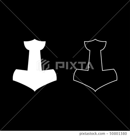 Thor's hammer Mjolnir icon set white color Thor's hammer Mjolnir icon set white color 50801380