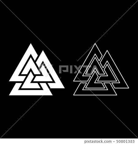 Valknut sign symblol icon set white color Valknut sign symblol icon set white color 50801383