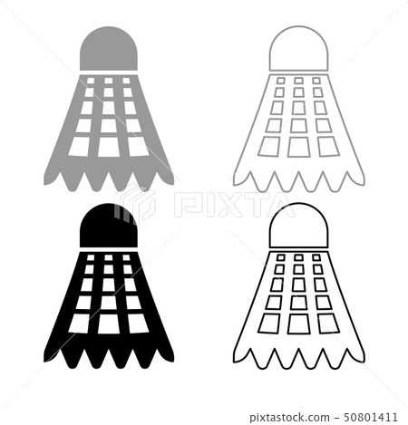 Shuttlecock icon outline set grey black color Shuttlecock icon outline set grey black color 50801411