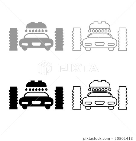 Car wash automatic icon outline set grey black Car wash automatic icon outline set grey black 50801418