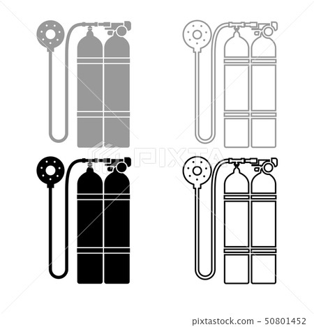 Aqualung scuba icon outline set grey black color 50801452