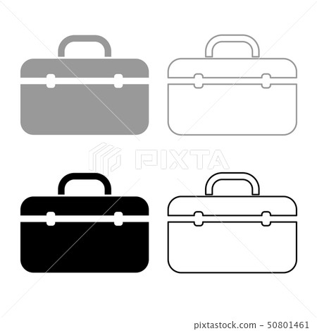 Tool box professional icon outline set grey black - Stock Illustration ...