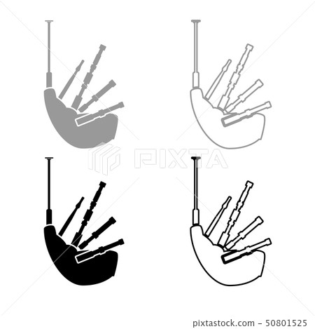 Bagpipes icon outline set grey black color 50801525