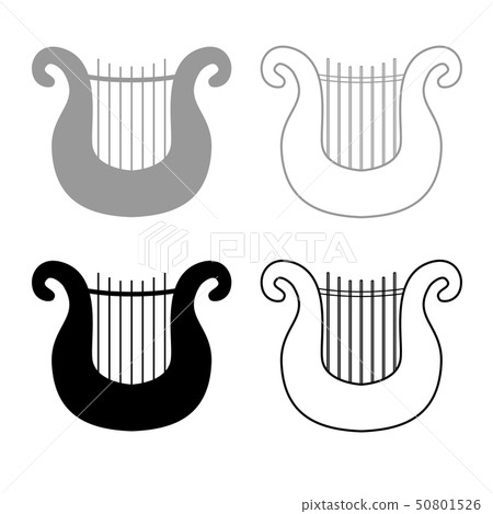 Harp icon outline set grey black color 50801526