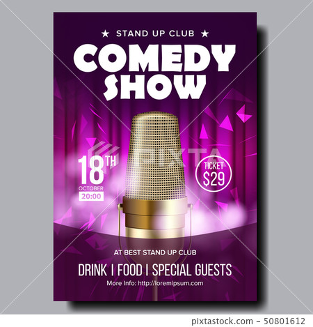 Bright Banner Of Evening Comedy Live Show Vector 50801612