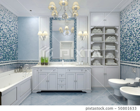 Furniture in classic blue bathroom 50801633