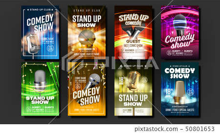 Promotional Poster Of Stand Up Show Set Vector 50801653