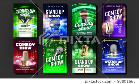 Colorful Collection Comedy Show Posters Set Vector 50801663